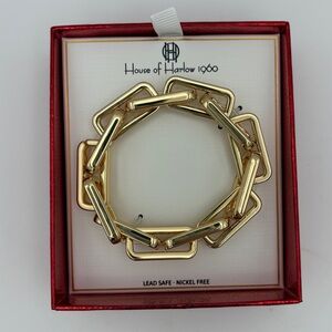House of Harlow 1960 Gold Tone Chunky Chain Link Stretch Bracelet
